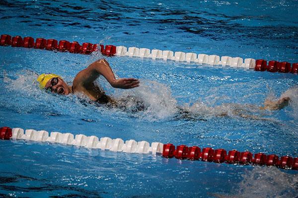 Megan Tankersley, junior, swims in Olympic Trials.