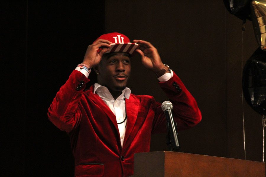 Whop Philyor gives his speech in announcement of his decision to play for Indiana University.