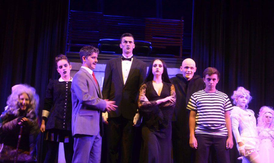The+entire+Addams+Family+takes+their+place+on+stage.+%E2%80%9CI+had+a+wonderful+performance%2C+playing+Lurch%2C+and+can%E2%80%99t+wait+to+do+it+again%2C%E2%80%9D+junior+Harrison+Reed%2C+who+played+the+lengthy+zombie+butler+said.