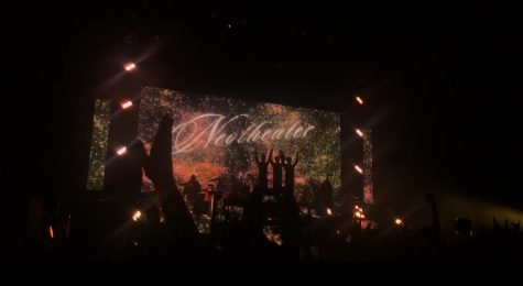 To conclude the show, the band bows with the screen behind them displaying fireworks and the title of their album. Throughout the show the band used the screen to display scenes or visuals that coincided with the emotions of the songs. 