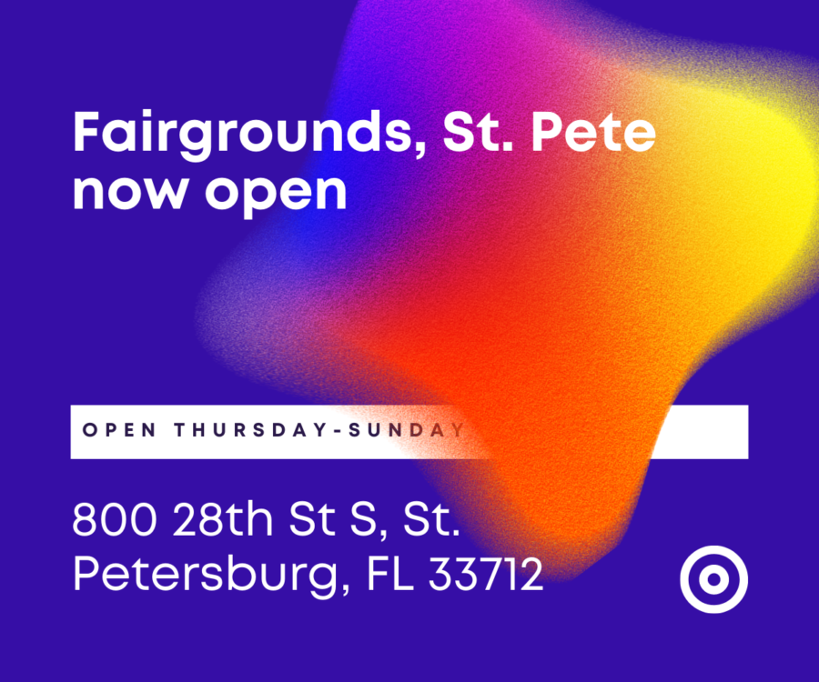 The new exhibition Fairgrounds St. Pete is now open Thursday through Sunday. Buy your tickets online now! 