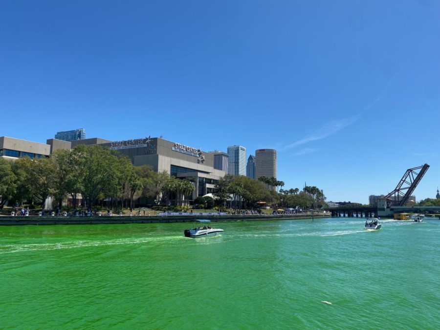 The City of Tampa celebrates St. Patrick’s Day by dyeing the Hillsborough River bright green. On Sunday, March 13 the River O’ Green Fest was held downtown.   