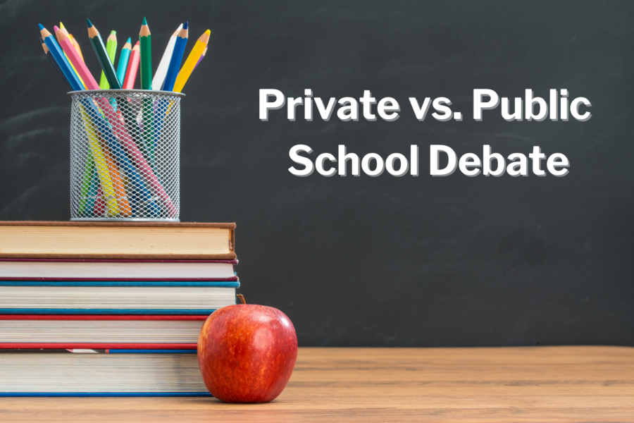 The+private+vs.+public+school+debate+is+being+settled+by+comparing+the+pros+and+cons+of+attending+each+school.+Private+schools+include+classmates+who+are+familiar+with+one+another.+Public+schools+have+more+opportunities+for+self-growth+and+independence.+