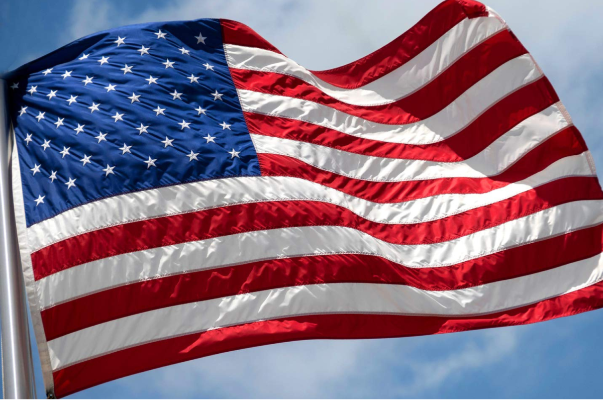 Caption: The red, white, and blue of our flag is blowing in the wind. The American Flag is very respected as it is a symbol of the strength of our nation.
  
