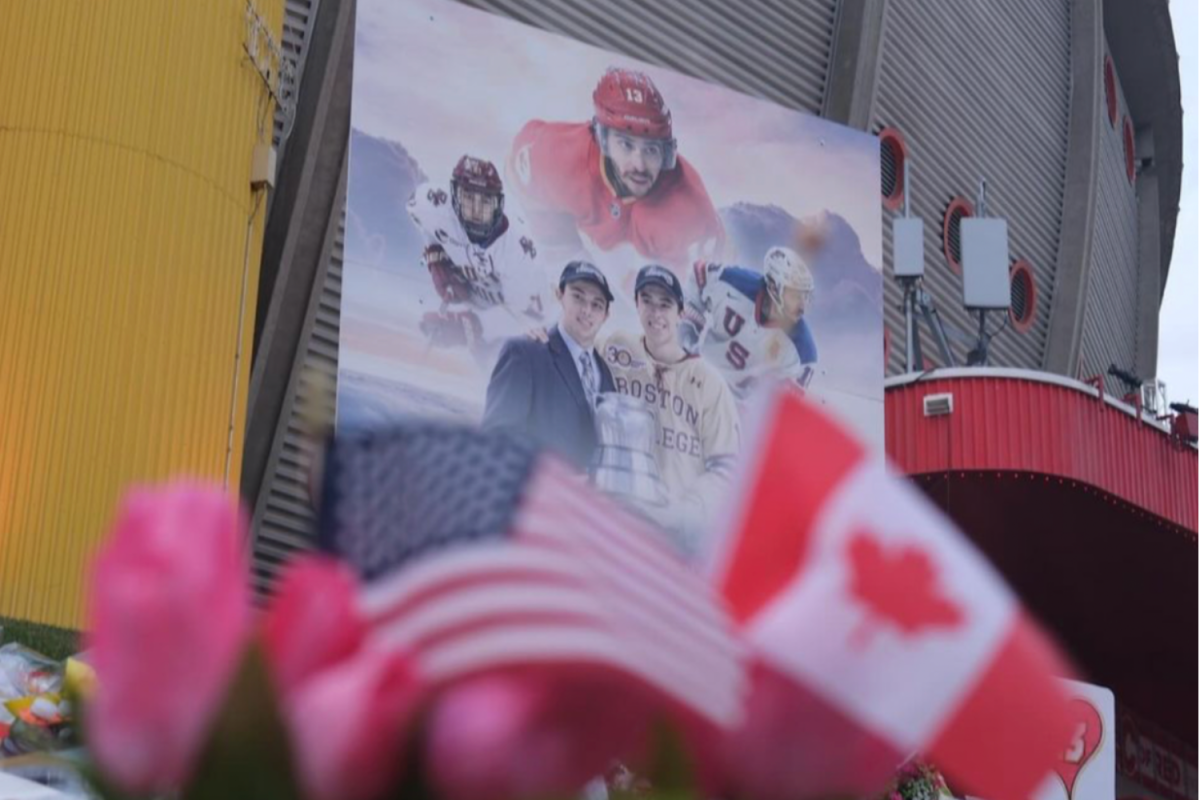 The hockey community gathers around the arena. The Calgary Flames put together a memorial for the brothers.