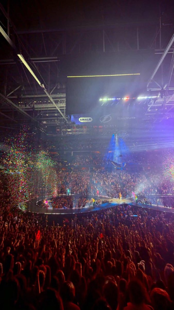 Excitement builds in Tampa as pop star Katy Perry prepares to take the stage at Benchmark International Arena on Aug. 22. The photo, taken earlier on her Lifetimes Tour, captured the energy fans experienced when Perry brought her show to the city. 