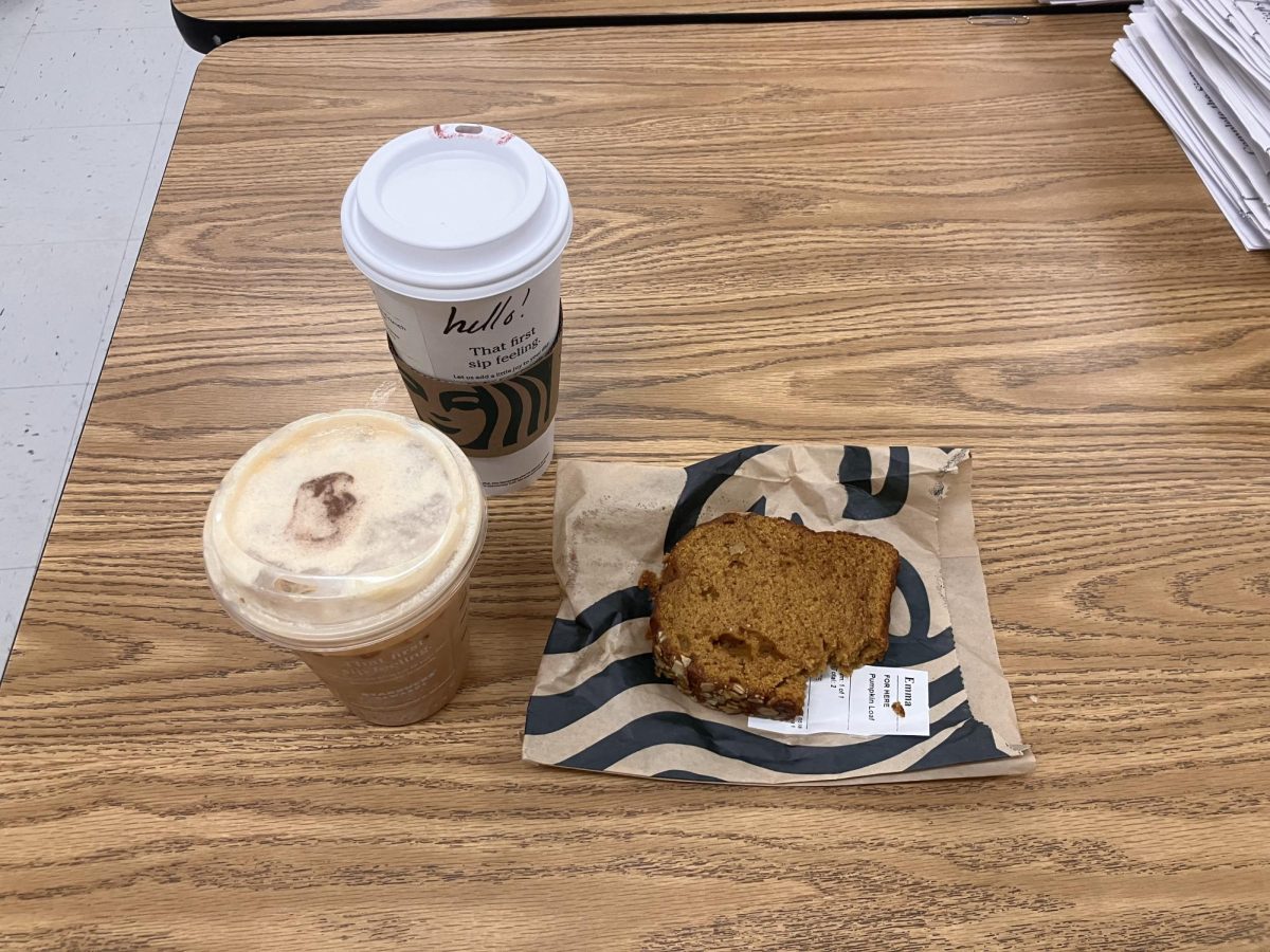 Starbucks fan favorites, the Pumpkin Chai Latte and Pumpkin Bread, are held in many hands all around campus. These items were a new addition to this year’s menu.  