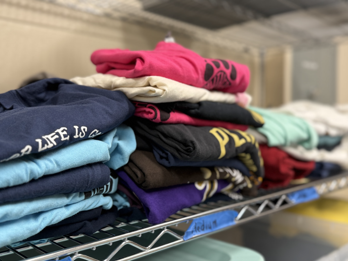Schools are constantly implementing rules as a part of the dress code, but many students believe the idea of a dress code is entirely outdated. These shirts were found in the dress code room at Plant High School.