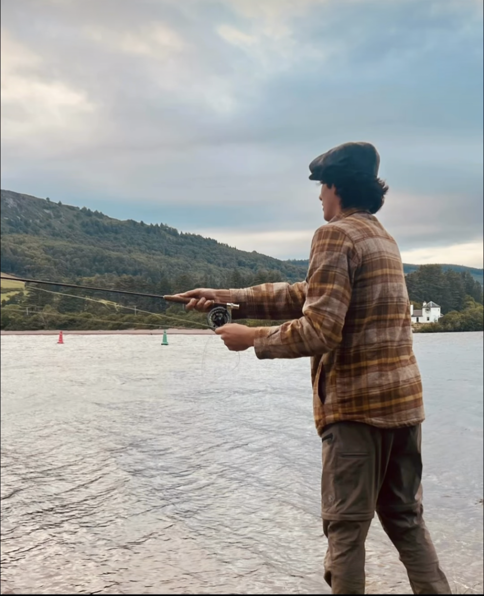Max Mendelson (10) is fly fishing in a river in Scotland. Mendelson vacationed to Scotland this summer.  