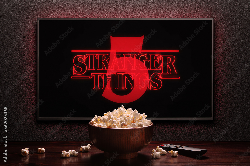 The Stranger Things logo represents the Netflix series, which became a global hit after its 2016 debut. The show returned Nov. 26 for its fifth and final season, sparking renewed interest as the story moves toward its conclusion. 