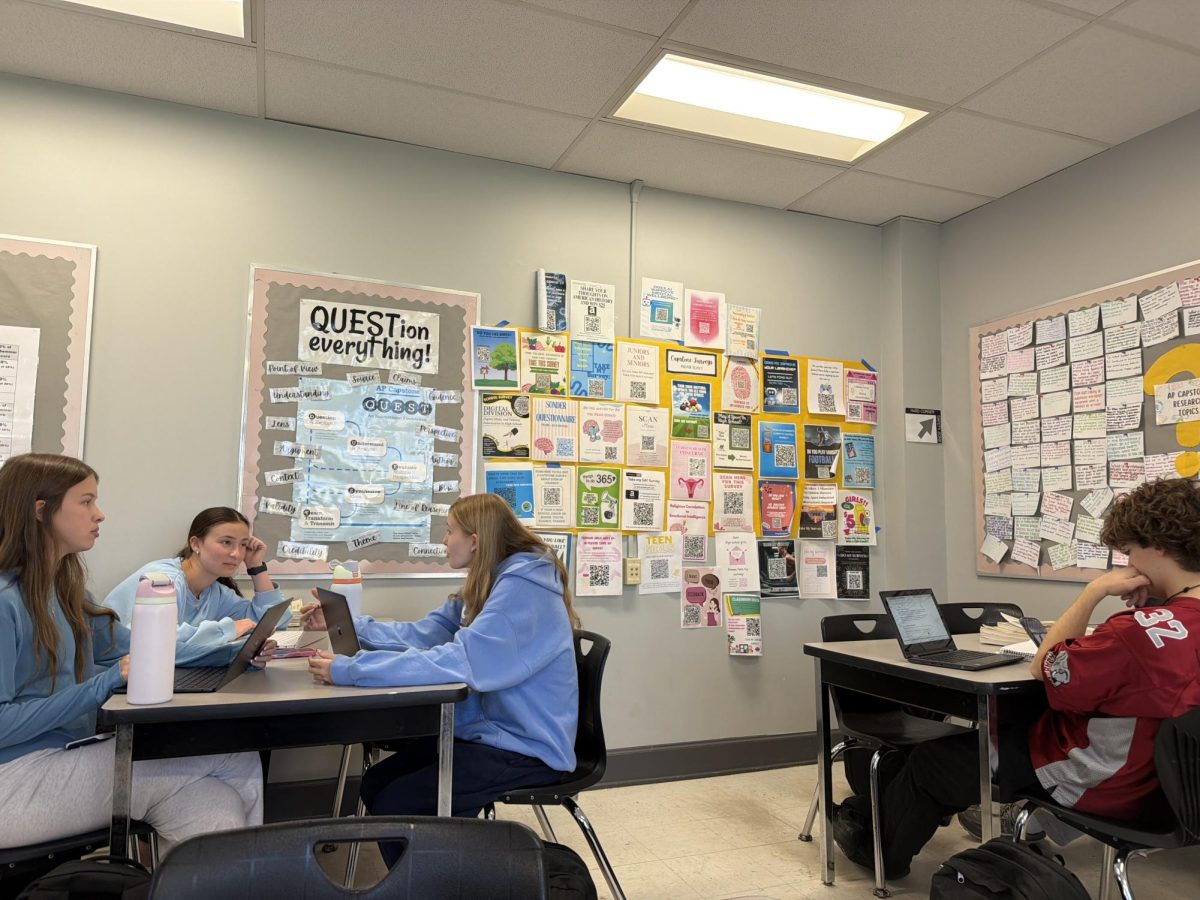 Juniors and seniors work during an AP Capstone Research class to revise their research papers. AP Capstone is an elective course many students look forward to because it offers quiet, independent work time. 