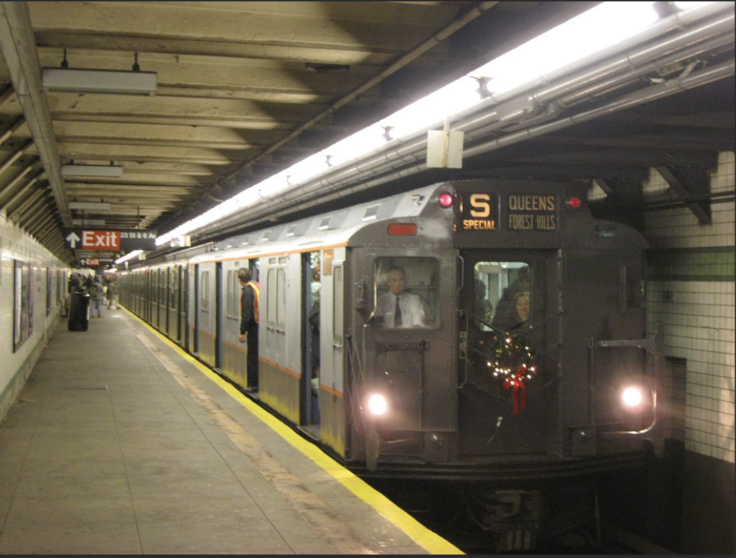 Old and out of date train in the NYC subway with a dirty and uncared for station. Our systems often still use old trains and equipment that should be retired long ago due to underfunding.
